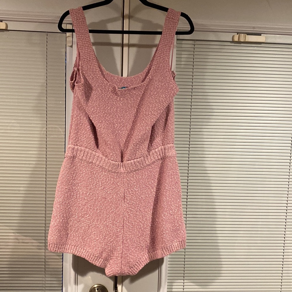 NWT Free People Beach Declan pink two piece knit Romper & Cardi. Size L - Picture 6 of 10